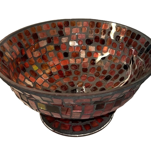Other - Mosaic Art Bowl - Red Pink White Candy Dish Home Decor Collectibles Vintage